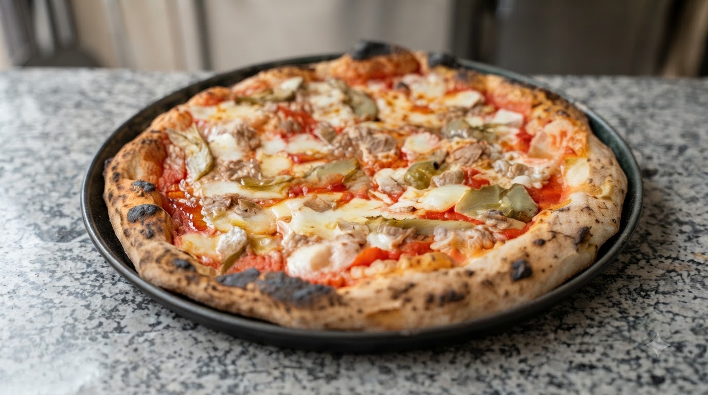 Pizza Napolitana con Alcachofas y Atún