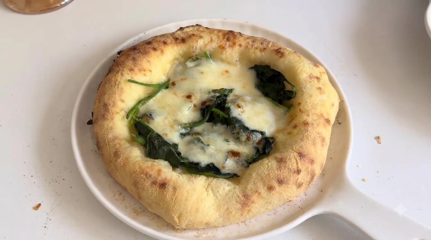 Pizza Vegetariana de Espinacas y Queso (Masa Casera)