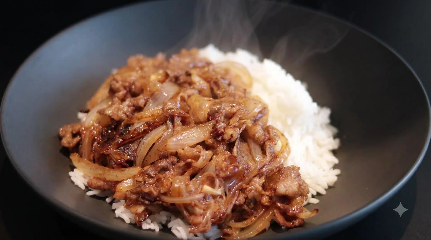 Tazón de Arroz con Ternera, Cebolla y Mantequilla