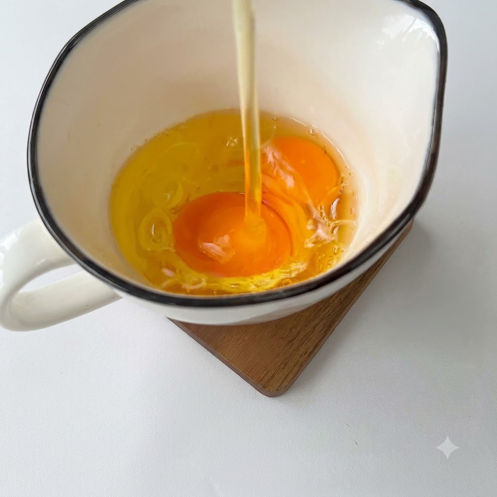 Huevos siendo batidos dentro de un bol de cristal con unas varillas de alambre.