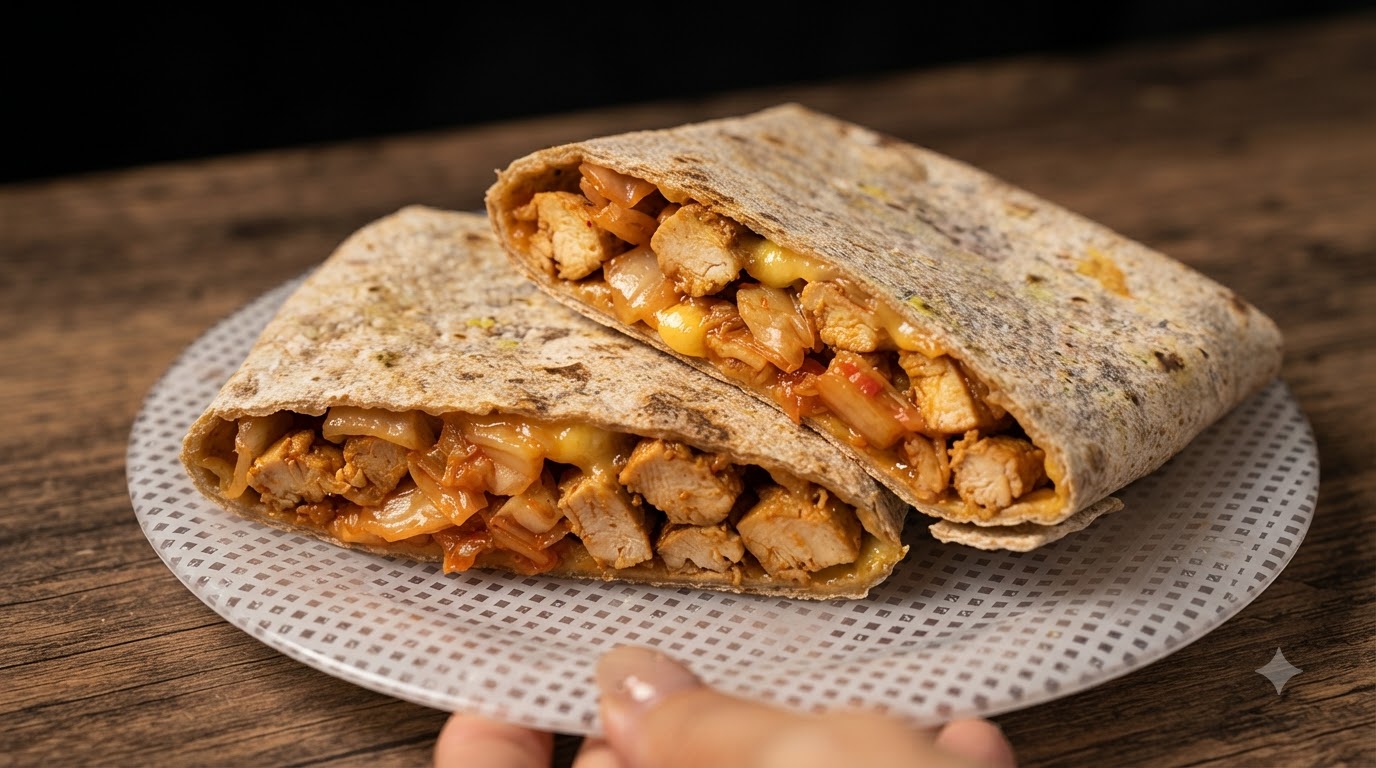 Wrap de Pollo con Kimchi y Queso en Pan Integral
