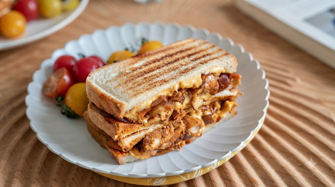 Sándwich de Pollo y Kimchi Picante con Queso