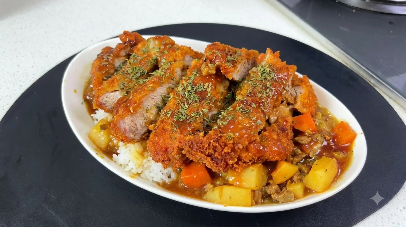 Arroz con Chuleta de Cerdo al Curry Japonés (Katsu Curry)