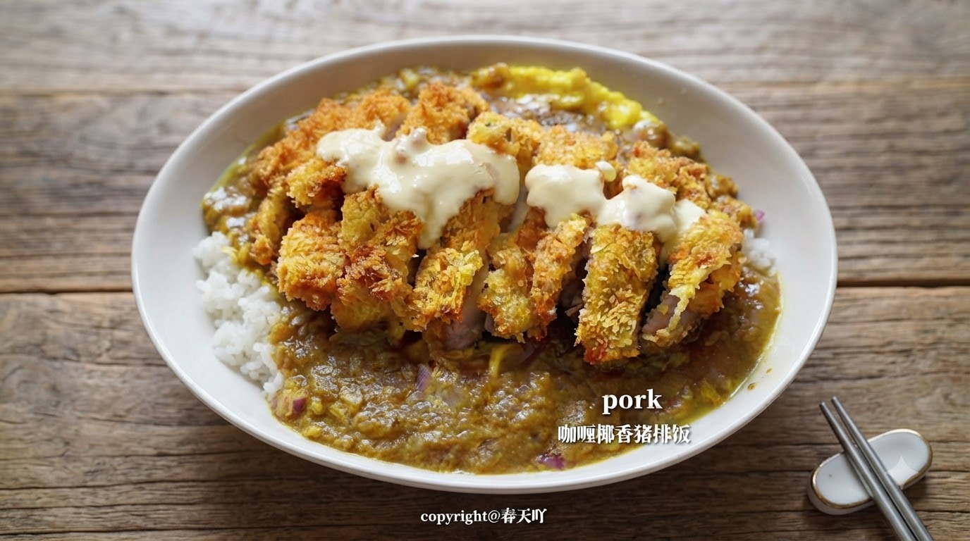 Arroz con Curry de Coco y Cerdo Katsu
