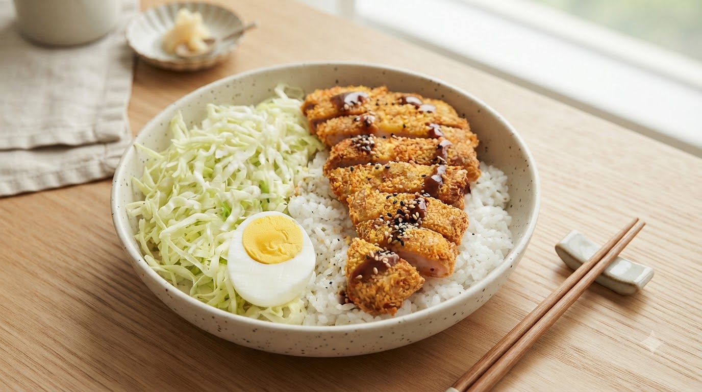 Bol de Arroz con Chuleta de Camarón Crujiente