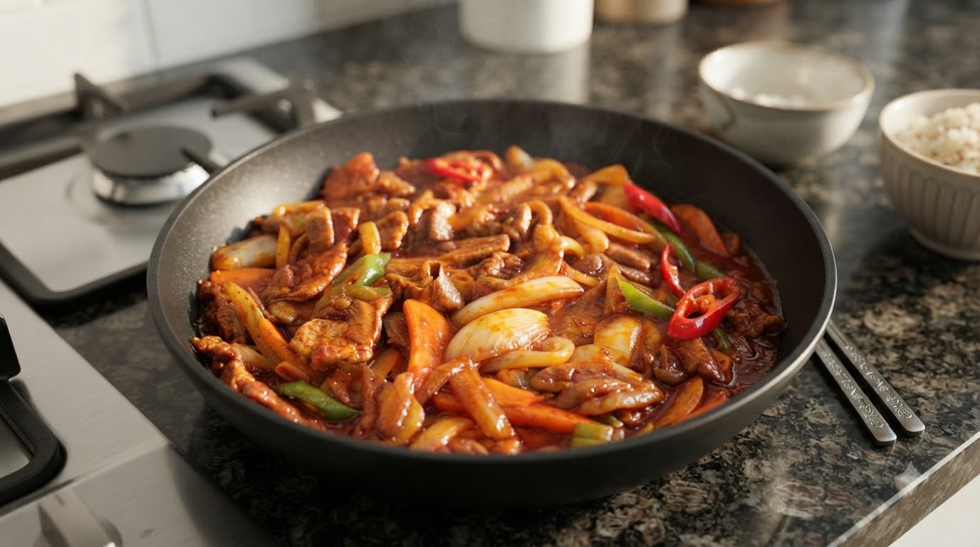 Cerdo salteado picante coreano clásico (Jeyuk Bokkeum)