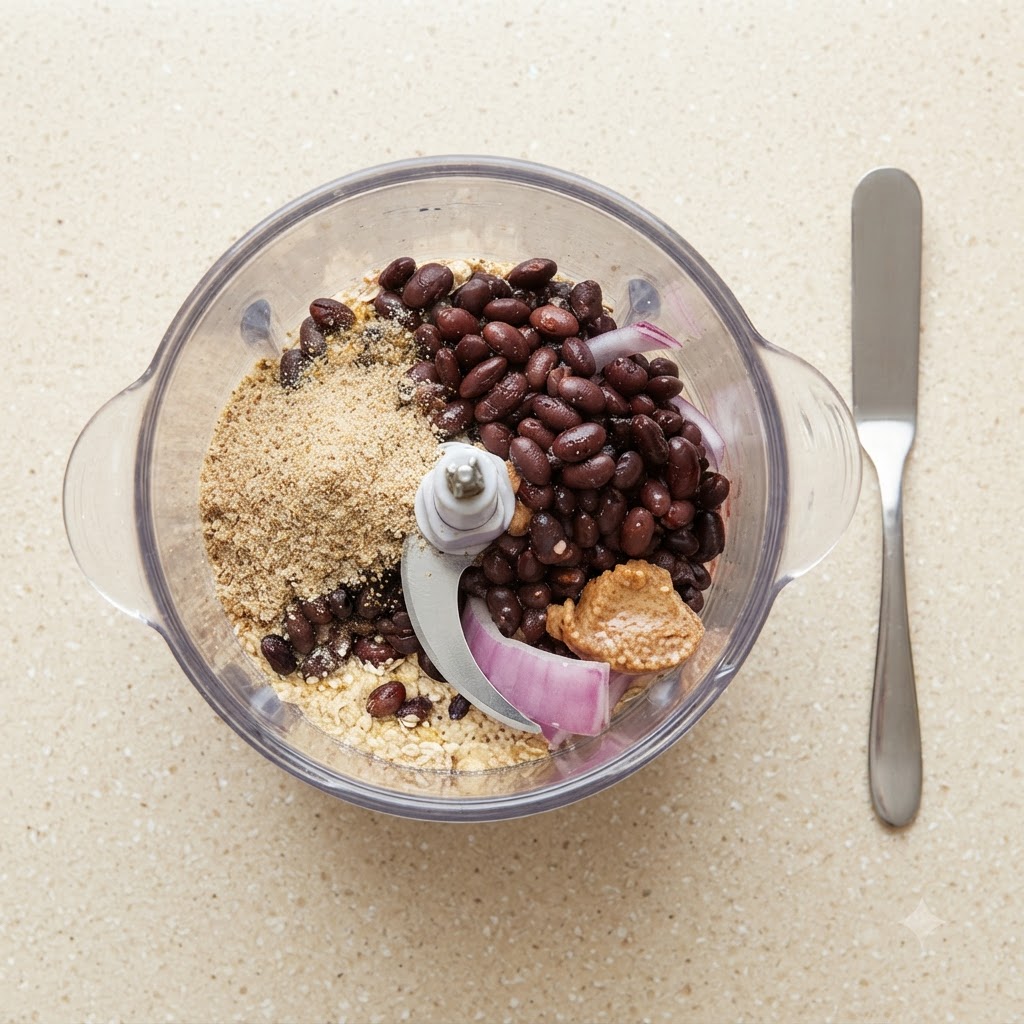 Polvo de levadura nutricional espolvoreado sobre los ingredientes dentro del recipiente.
