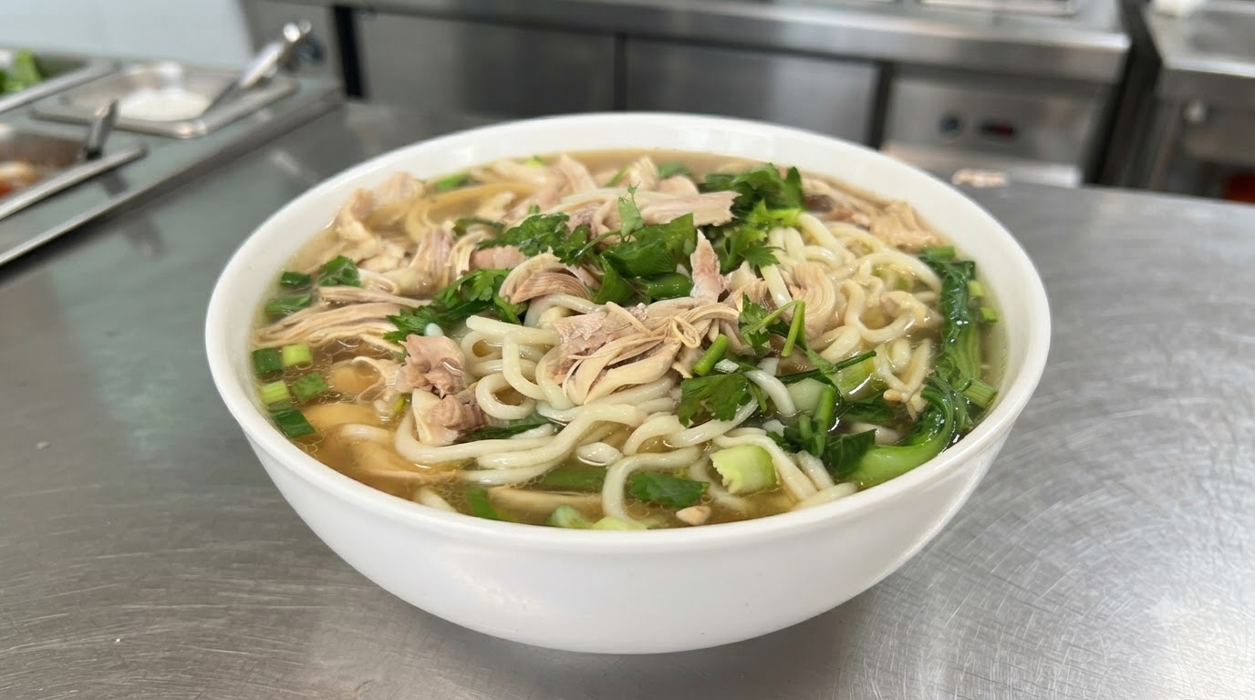 Sopa de Fideos con Pollo Desmenuzado Auténtica