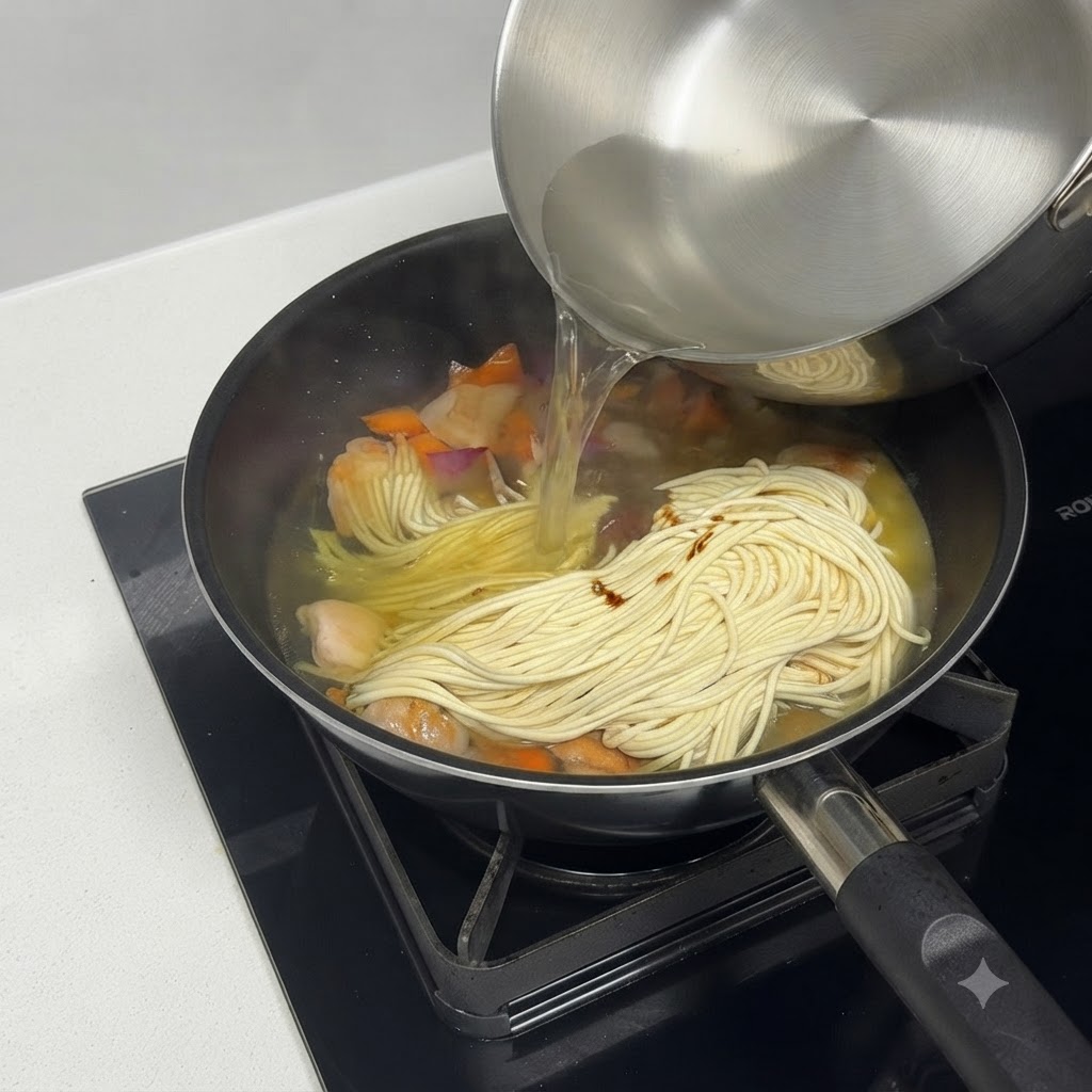 Sartén tapada con una tapa para cocinar los ingredientes a fuego lento.