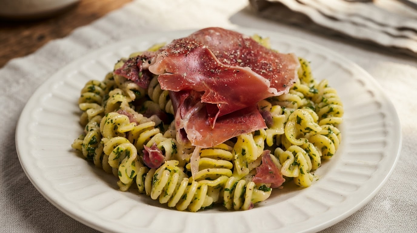 Pasta Espiral Fría con Mantequilla y Jamón Toscana