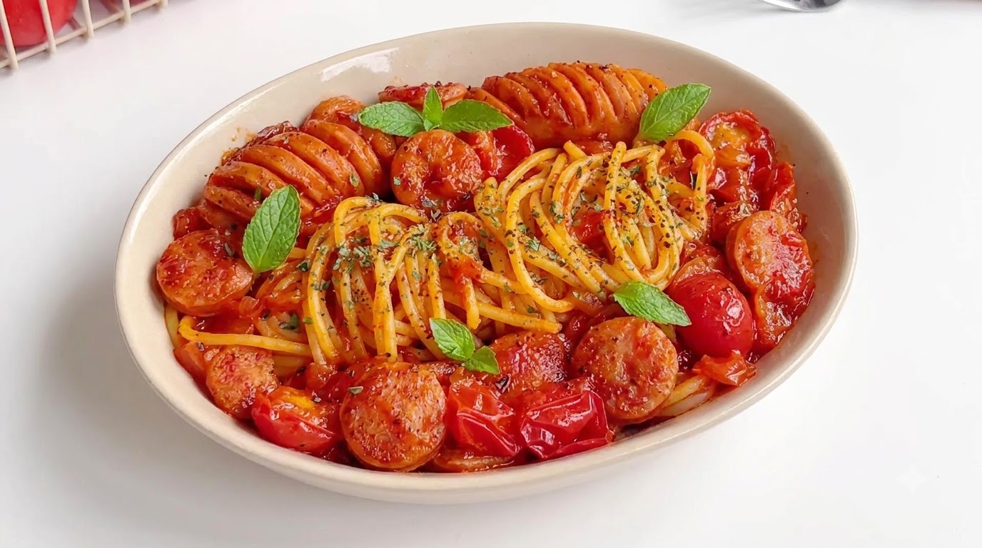 Pasta con Salchicha y Tomate