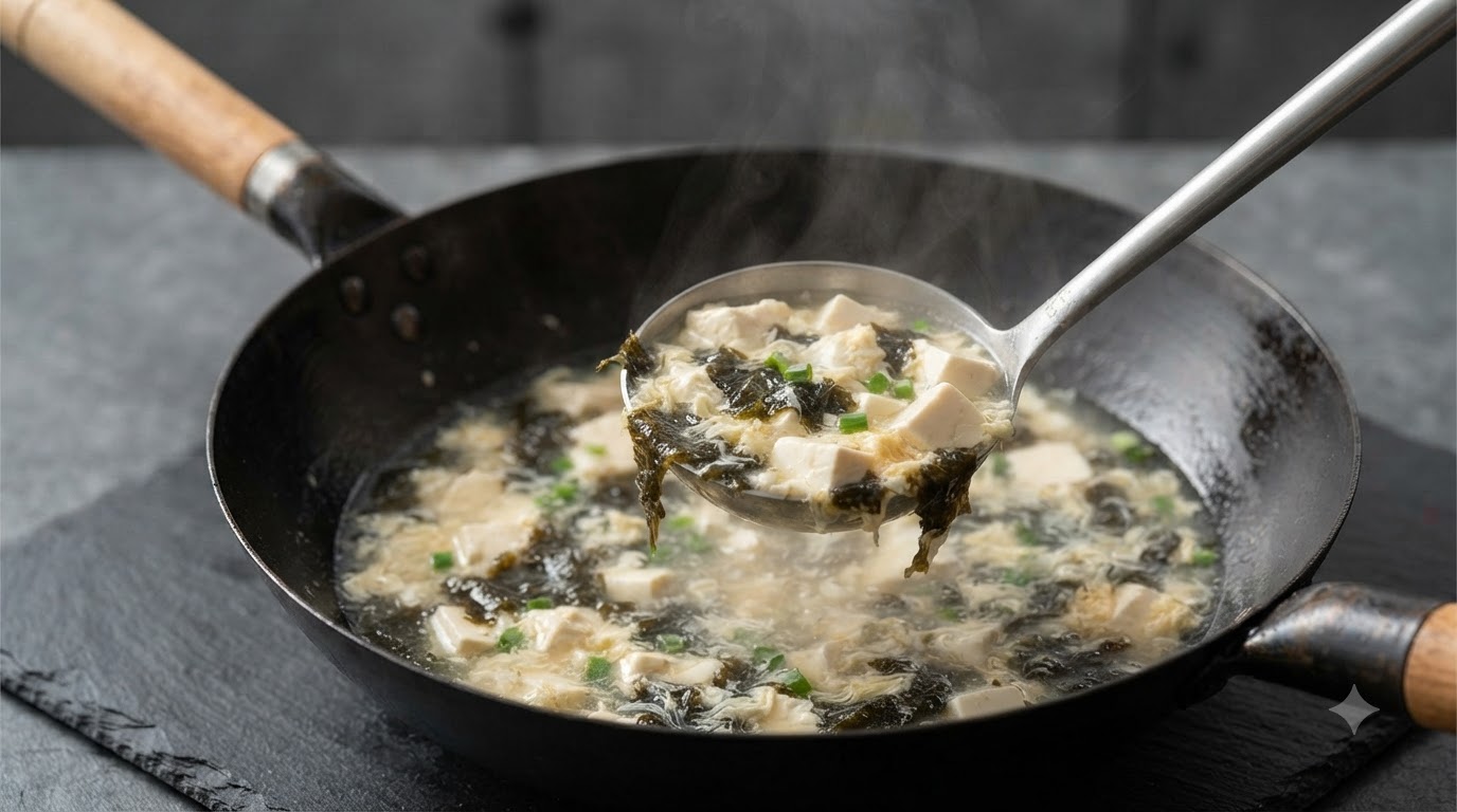 Sopa de Tofu y Algas con Huevo
