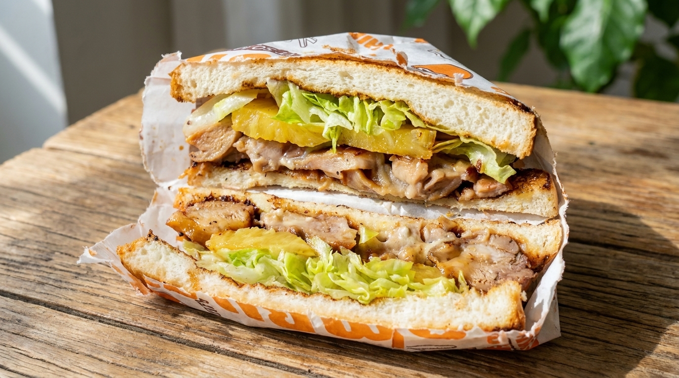 Sándwich de Pollo Teriyaki y Piña Asada