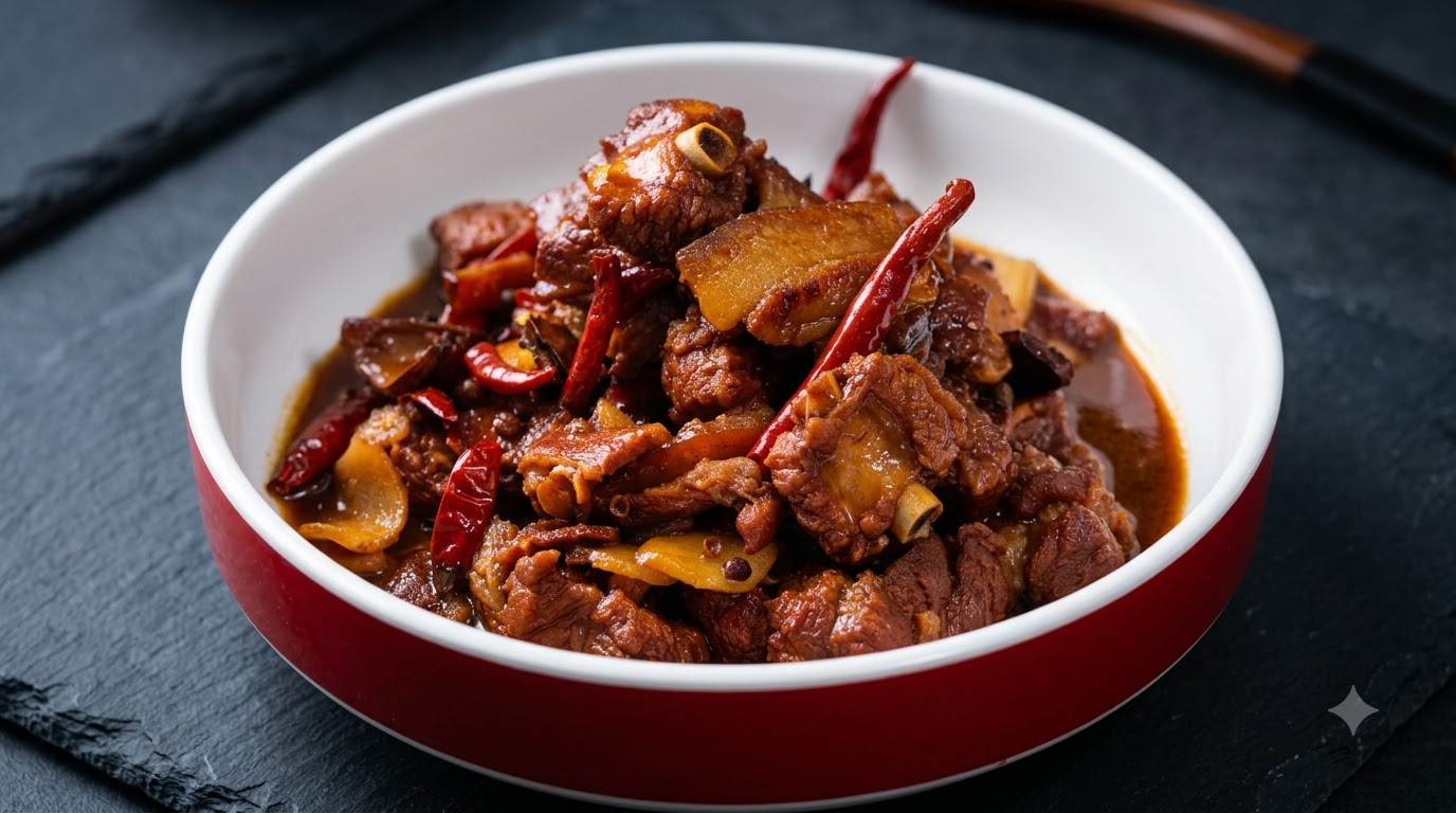 Costillas y Panceta de Cerdo Salteadas al Estilo Sichuan