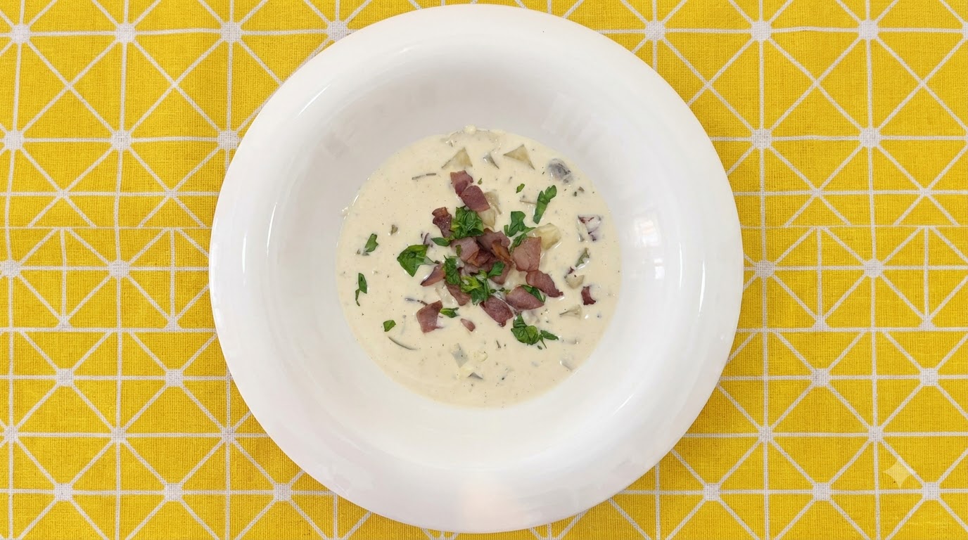 Sopa Cremosa de Almejas al Estilo Nueva Inglaterra