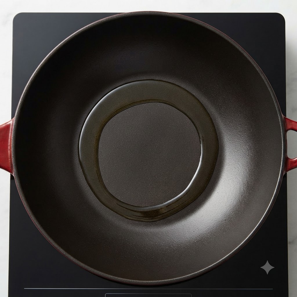 Ajo picado y cebollines picados cocinándose en una sartén caliente.