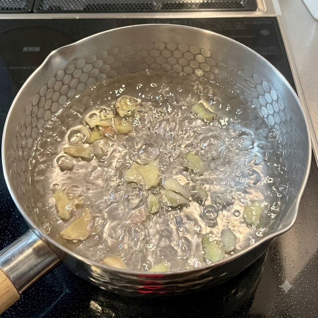 Fideos secos cocinándose dentro de una olla hirviendo con burbujas en la estufa.