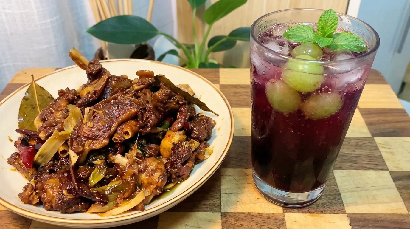 Pato a la Cerveza con Salsa de Soja y Bebida Espumosa de Uva