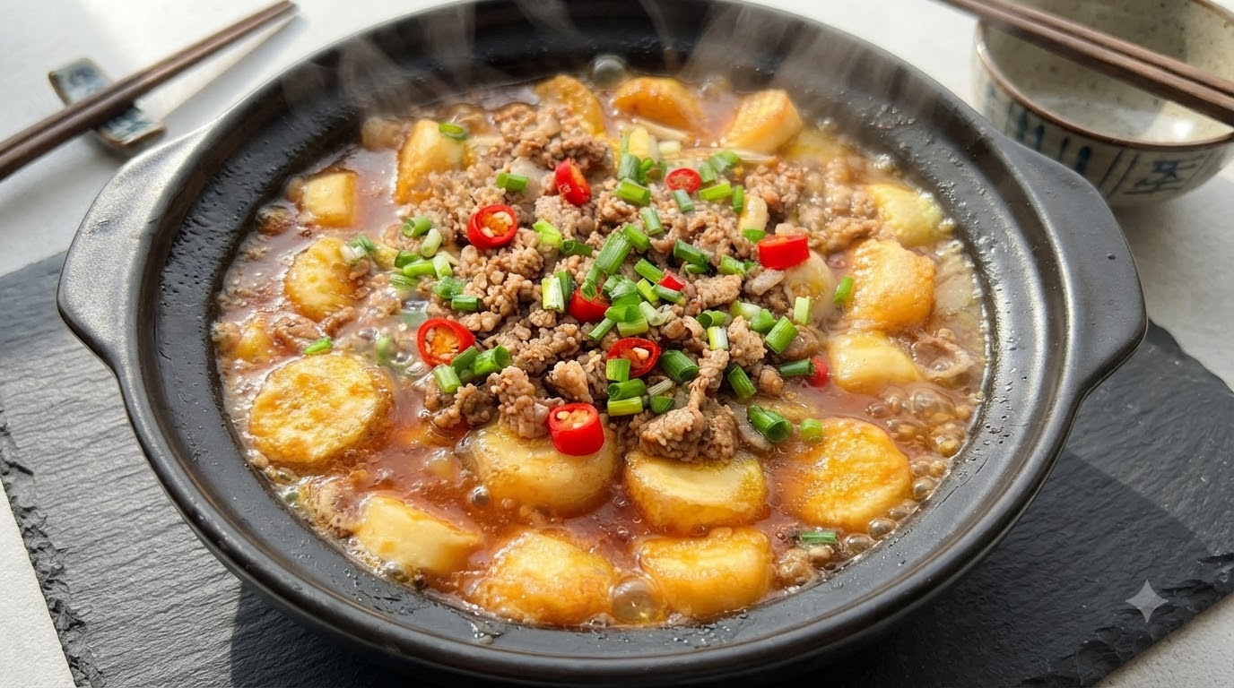Olla de Tofu Japonés con Cerde Picada