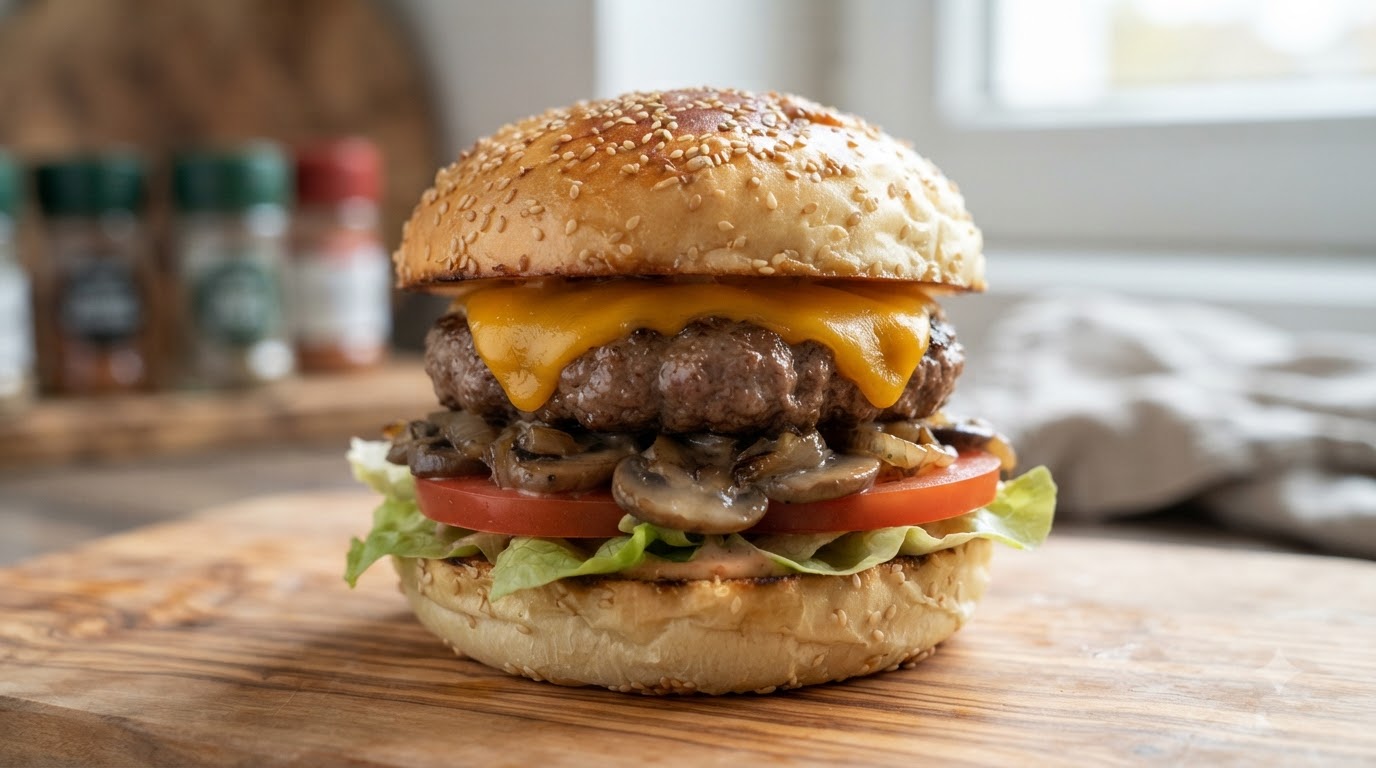 Hamburguesa con Queso Casera con Pan Tangzhong
