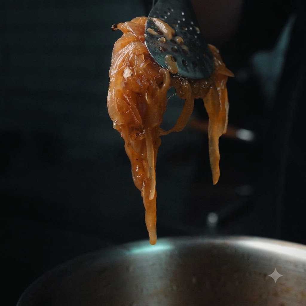 Ajo picado y pimienta negra siendo mezclados en un tazón de mayonesa cremosa.