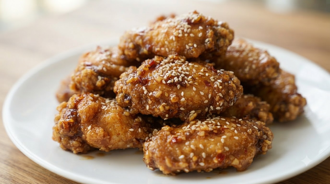 Alitas de Pollo Fritas Crujientes con Ajo y Miel