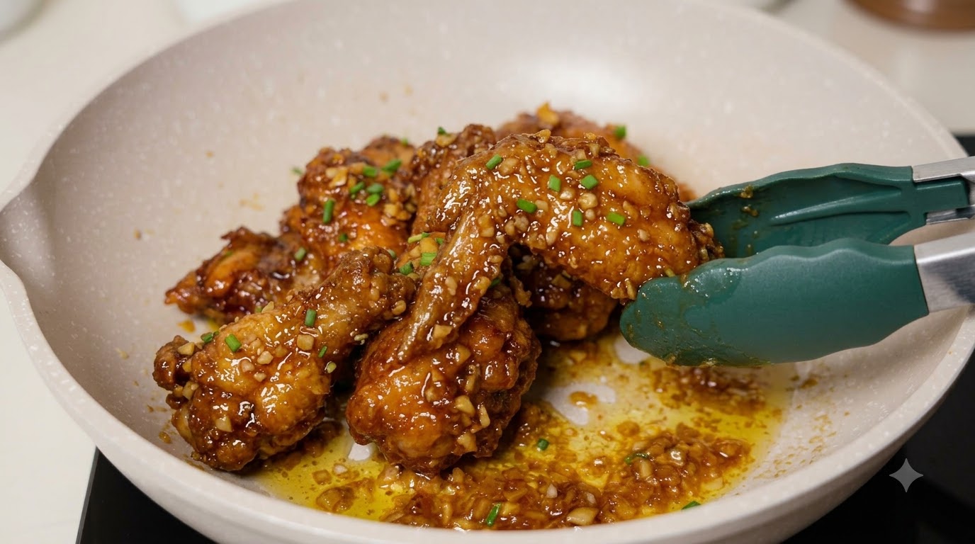 Pollo Frito Crujiente con Mantequilla, Ajo y Miel